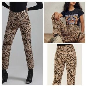 Wrangler X Free People High Rise Wild West Tiger Purr Print Straight Jeans 28x28